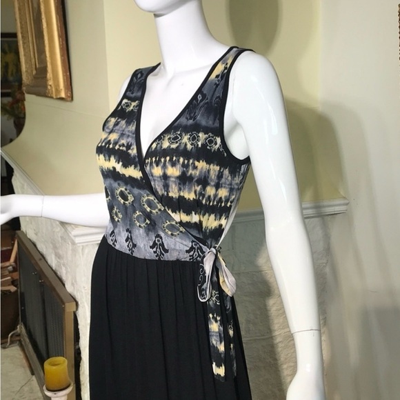 Sz Med⭐️NWT Chris and Carol Ikat Black & Grey Summer Maxi Dress - Picture 4 of 13